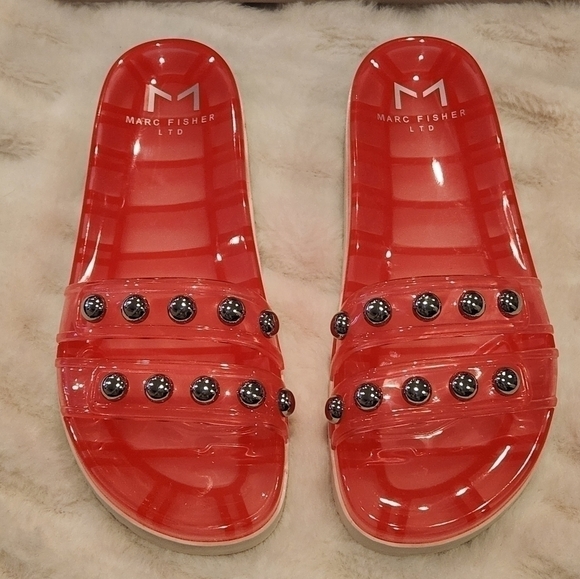 Brand New NIB Marc Fisher Trent Jelly Slide Sandals in Pink size 9 - Picture 4 of 13